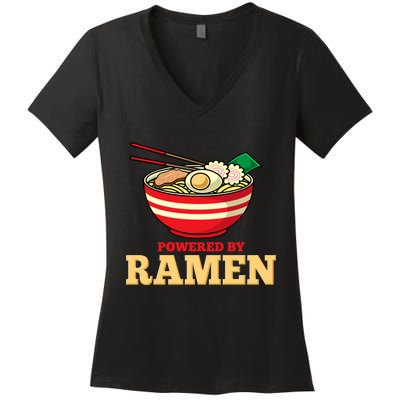 Powered By Ramen Japanese Anime Noodles Women's V-Neck T-Shirt