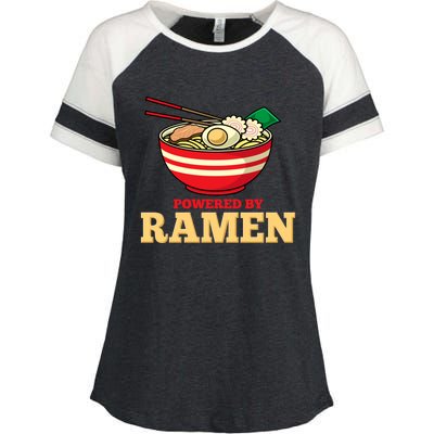 Powered By Ramen Japanese Anime Noodles Enza Ladies Jersey Colorblock Tee