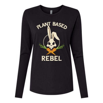 Plant Based Rebel Funny Vegan Vegetarian Bunny Gift Womens Cotton Relaxed Long Sleeve T-Shirt