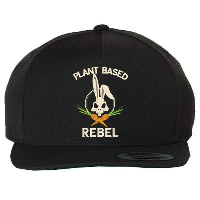 Plant Based Rebel Funny Vegan Vegetarian Bunny Gift Wool Snapback Cap