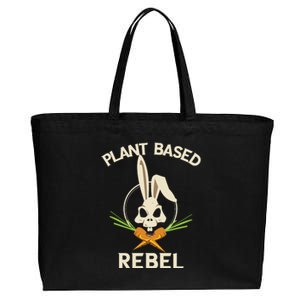 Plant Based Rebel Funny Vegan Vegetarian Bunny Gift Cotton Canvas Jumbo Tote