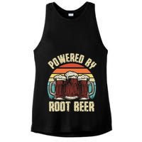 Powered By Root Beer Soda Drink Funny Root Beer Retro Ladies PosiCharge Tri-Blend Wicking Tank