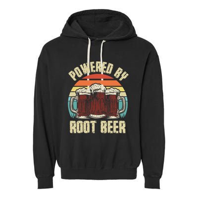 Powered By Root Beer Soda Drink Funny Root Beer Retro Garment-Dyed Fleece Hoodie