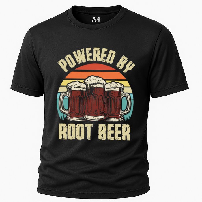 Powered By Root Beer Soda Drink Funny Root Beer Retro Performance Shirt