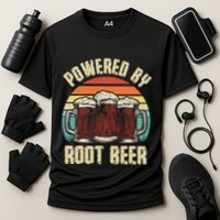 Powered By Root Beer Soda Drink Funny Root Beer Retro Performance Shirt