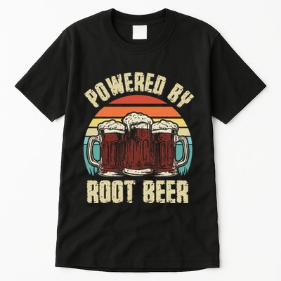 Powered By Root Beer Soda Drink Funny Root Beer Retro Tall T-Shirt