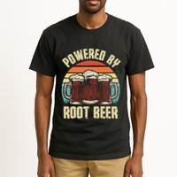 Powered By Root Beer Soda Drink Funny Root Beer Retro Tall T-Shirt
