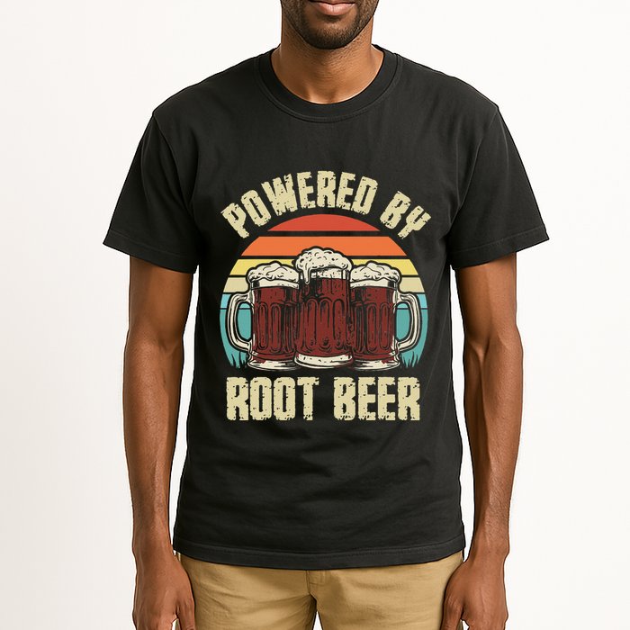 Powered By Root Beer Soda Drink Funny Root Beer Retro Tall T-Shirt