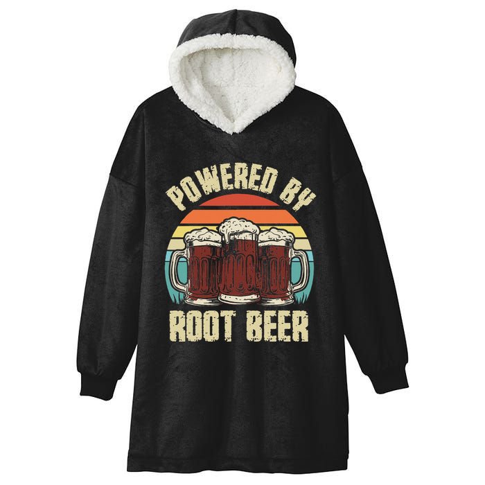 Powered By Root Beer Soda Drink Funny Root Beer Retro Hooded Wearable Blanket