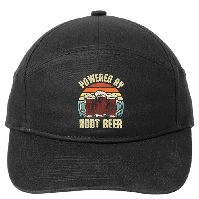 Powered By Root Beer Soda Drink Funny Root Beer Retro 7-Panel Snapback Hat