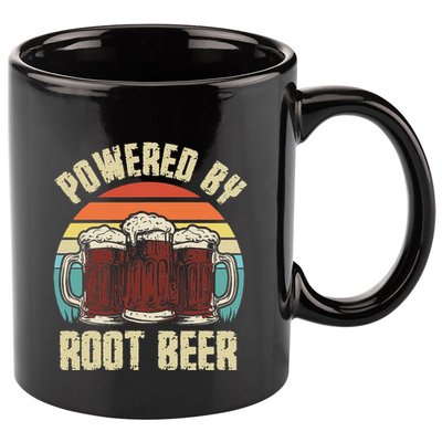 Powered By Root Beer Soda Drink Funny Root Beer Retro 11oz C Handle Ceramic Mug