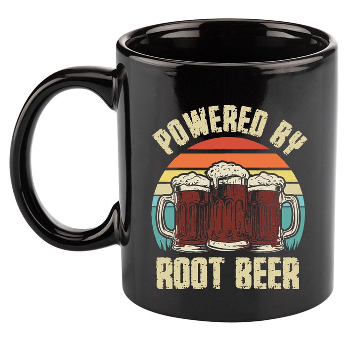 Powered By Root Beer Soda Drink Funny Root Beer Retro 11oz C Handle Ceramic Mug