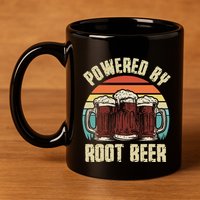 Powered By Root Beer Soda Drink Funny Root Beer Retro 11oz C Handle Ceramic Mug