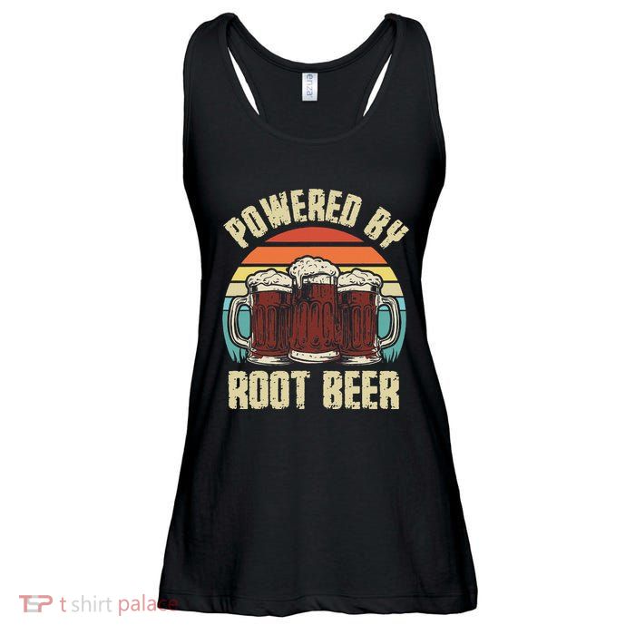 Powered By Root Beer Soda Drink Funny Root Beer Retro Ladies Essential Flowy Tank