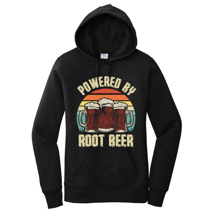 Powered By Root Beer Soda Drink Funny Root Beer Retro Women's Pullover Hoodie