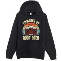 Powered By Root Beer Soda Drink Funny Root Beer Retro Premium Pullover Hoodie