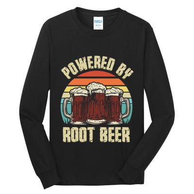 Powered By Root Beer Soda Drink Funny Root Beer Retro Tall Long Sleeve T-Shirt