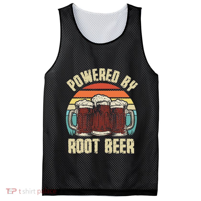 Powered By Root Beer Soda Drink Funny Root Beer Retro Mesh Reversible Basketball Jersey Tank