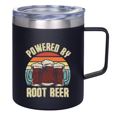 Powered By Root Beer Soda Drink Funny Root Beer Retro 12oz Stainless Steel Coffee Mug