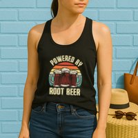 Powered By Root Beer Soda Drink Funny Root Beer Retro Womens Tank Top