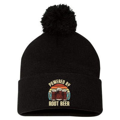 Powered By Root Beer Soda Drink Funny Root Beer Retro Pom Pom 12in Knit Beanie