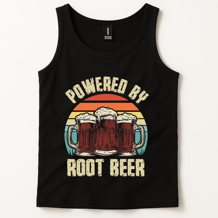 Powered By Root Beer Soda Drink Funny Root Beer Retro Tank Top