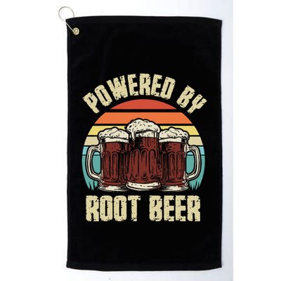 Powered By Root Beer Soda Drink Funny Root Beer Retro Golf Towel