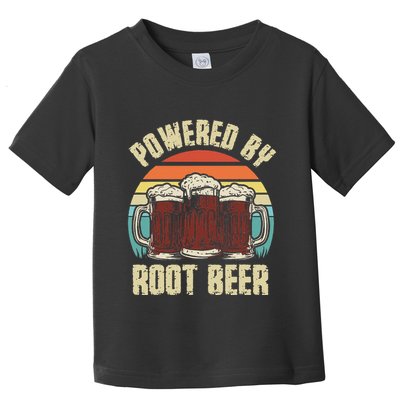 Powered By Root Beer Soda Drink Funny Root Beer Retro Toddler T-Shirt