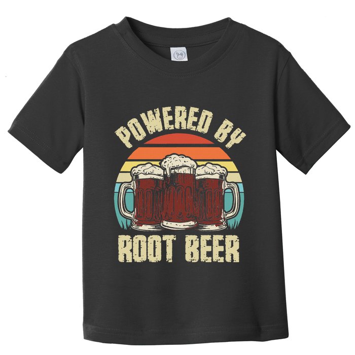 Powered By Root Beer Soda Drink Funny Root Beer Retro Toddler T-Shirt