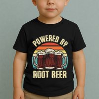 Powered By Root Beer Soda Drink Funny Root Beer Retro Toddler T-Shirt