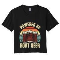 Powered By Root Beer Soda Drink Funny Root Beer Retro Crop Top