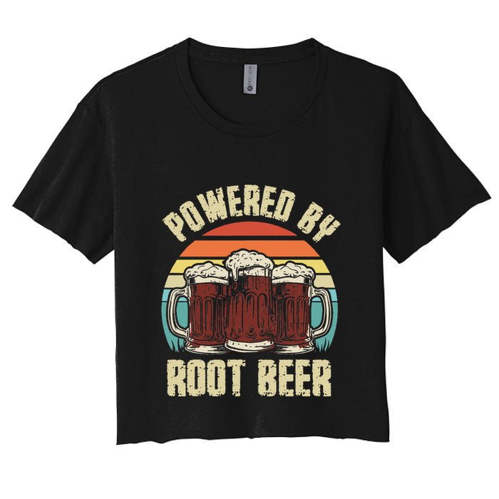 Powered By Root Beer Soda Drink Funny Root Beer Retro Crop Top