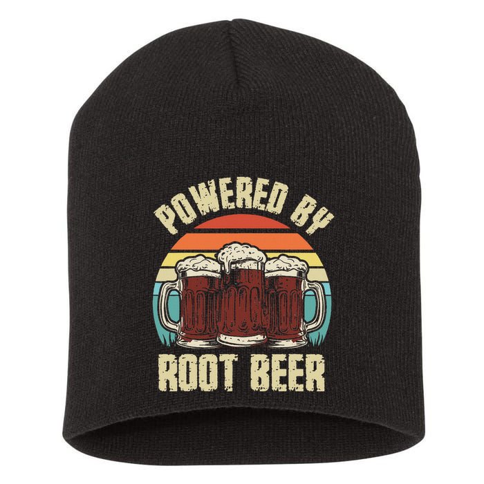 Powered By Root Beer Soda Drink Funny Root Beer Retro Short Acrylic Beanie