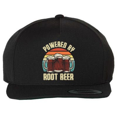 Powered By Root Beer Soda Drink Funny Root Beer Retro Wool Snapback Cap