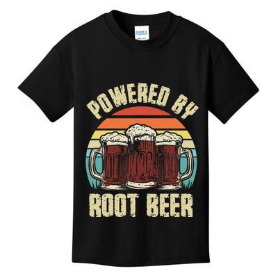 Powered By Root Beer Soda Drink Funny Root Beer Retro Kids T-Shirt
