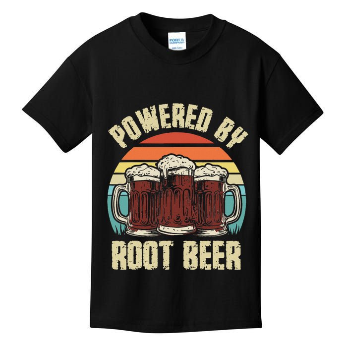 Powered By Root Beer Soda Drink Funny Root Beer Retro Kids T-Shirt