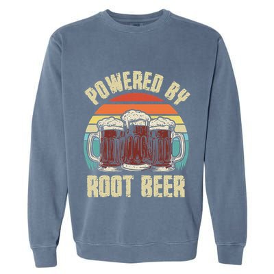 Powered By Root Beer Soda Drink Funny Root Beer Retro Garment-Dyed Sweatshirt