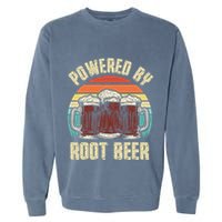 Powered By Root Beer Soda Drink Funny Root Beer Retro Garment-Dyed Sweatshirt