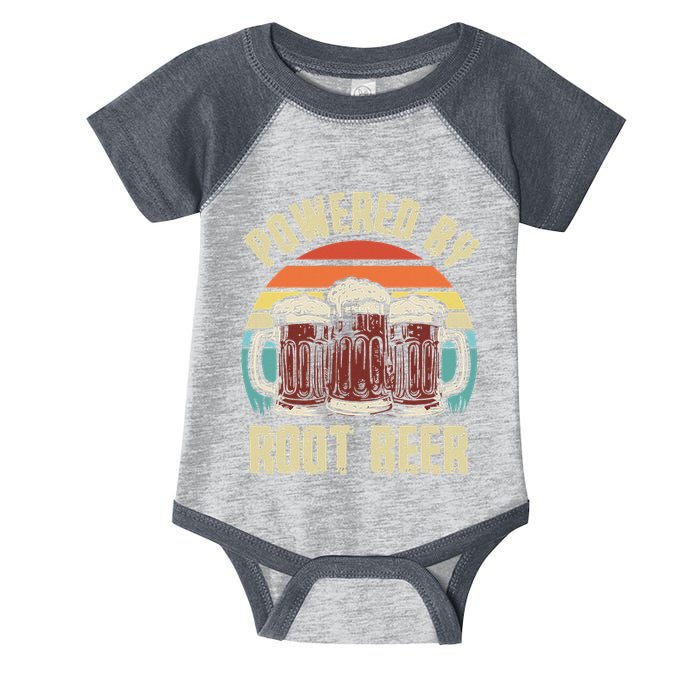 Powered By Root Beer Soda Drink Funny Root Beer Retro Infant Baby Jersey Bodysuit