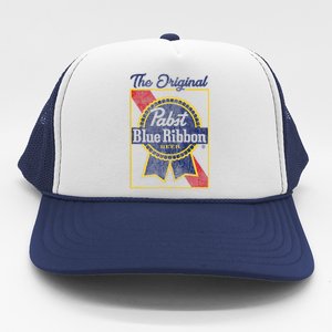 Pabst Blue Ribbon Beer The Original Gold Border Trucker Hat