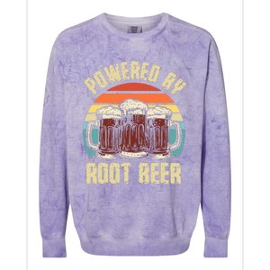 Powered By Root Beer Soda Drink Funny Root Beer Retro Colorblast Crewneck Sweatshirt