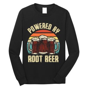 Powered By Root Beer Soda Drink Funny Root Beer Retro Long Sleeve Shirt