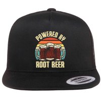 Powered By Root Beer Soda Drink Funny Root Beer Retro Flat Bill Trucker Hat