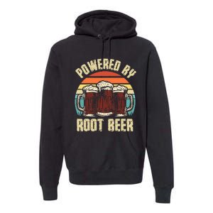 Powered By Root Beer Soda Drink Funny Root Beer Retro Premium Hoodie