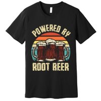 Powered By Root Beer Soda Drink Funny Root Beer Retro Premium T-Shirt