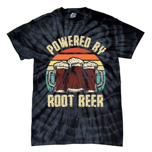 Powered By Root Beer Soda Drink Funny Root Beer Retro Tie-Dye T-Shirt