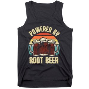 Powered By Root Beer Soda Drink Funny Root Beer Retro Tank Top