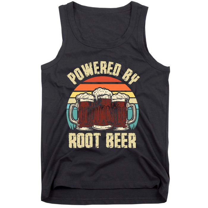 Powered By Root Beer Soda Drink Funny Root Beer Retro Tank Top