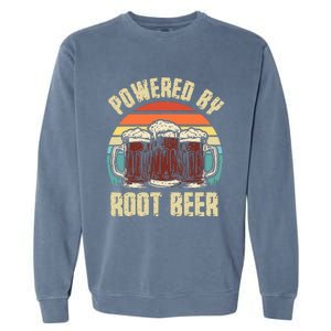 Powered By Root Beer Soda Drink Funny Root Beer Retro Garment-Dyed Sweatshirt