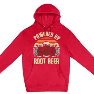 Powered By Root Beer Soda Drink Funny Root Beer Retro Premium Pullover Hoodie